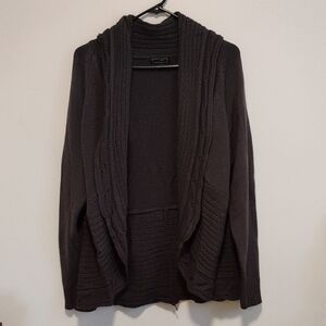 effect woman | Dark Grey Cowl Neck Open Front Cardigan | Women's 3X